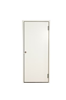 Standdør B:100cm H:200cm, sidehængt, hvid m. lås<br/>B: 100 cm