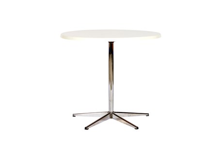 Bord i hvid laminat<br/>Ø:80 cm H:72 cm
