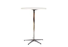 Bord i hvid laminat<br/>Ø:80 cm H:110 cm