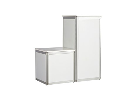 Podie i hvidt med aluprofil<br/>H:50 cm B:50 cm D:50 cm